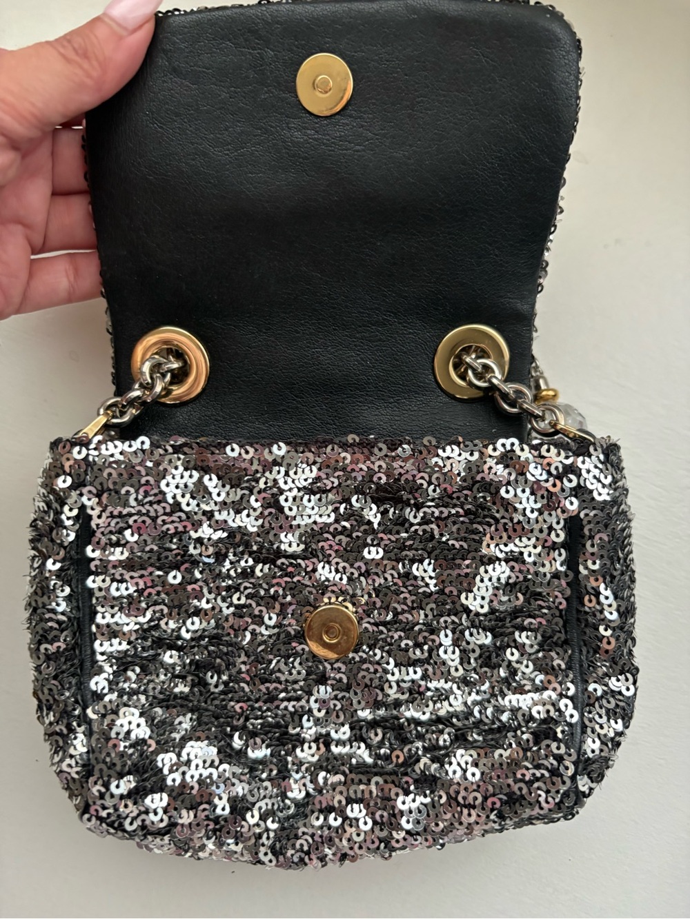 Dolce & Gabbana Silver and Black Sequin Mini Crossbody - Picture 3 of 5